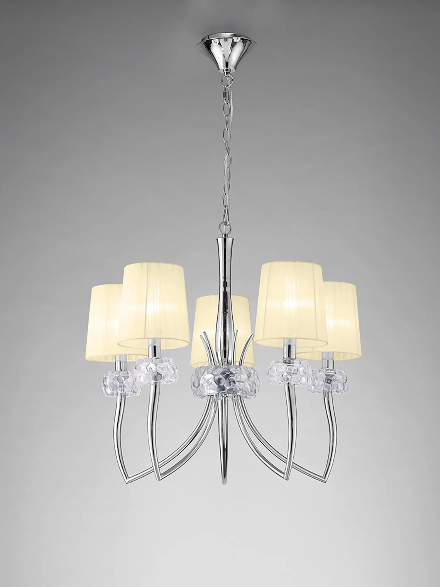 Loewe Polished Chrome-Cream Ceiling Lights Mantra Multi Arm Fittings Loewe Polished Chrome-Cream Ceiling Lights Mantra Multi Arm Fittings